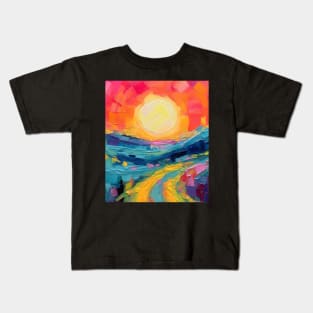 Abstract Sunset on the Field Kids T-Shirt